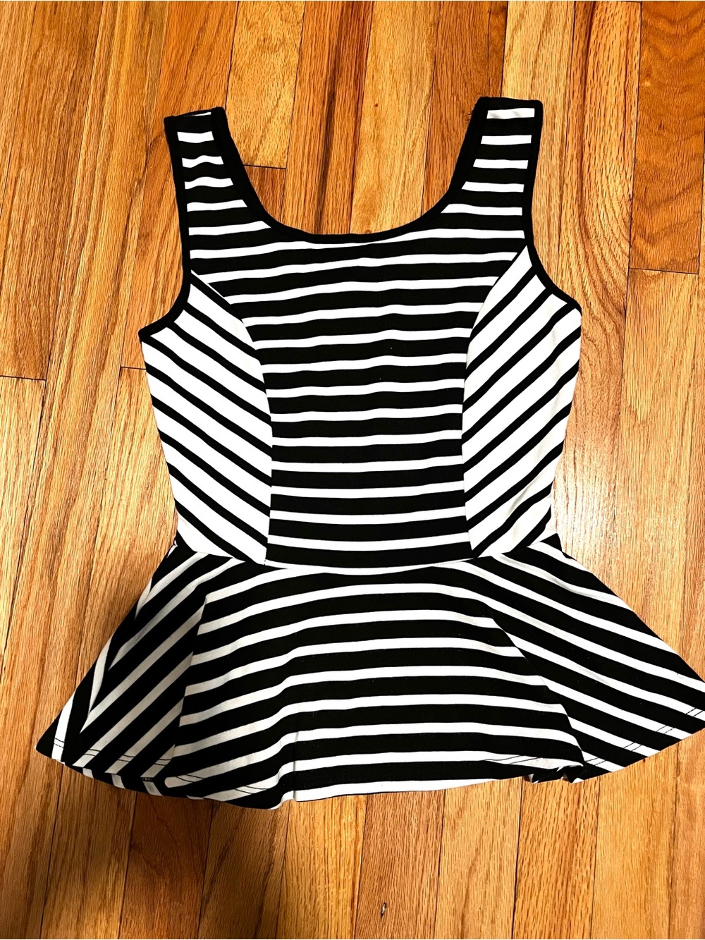 Forever 21 Black and White Striped Peplum Tank Top - Picture 2 of 2